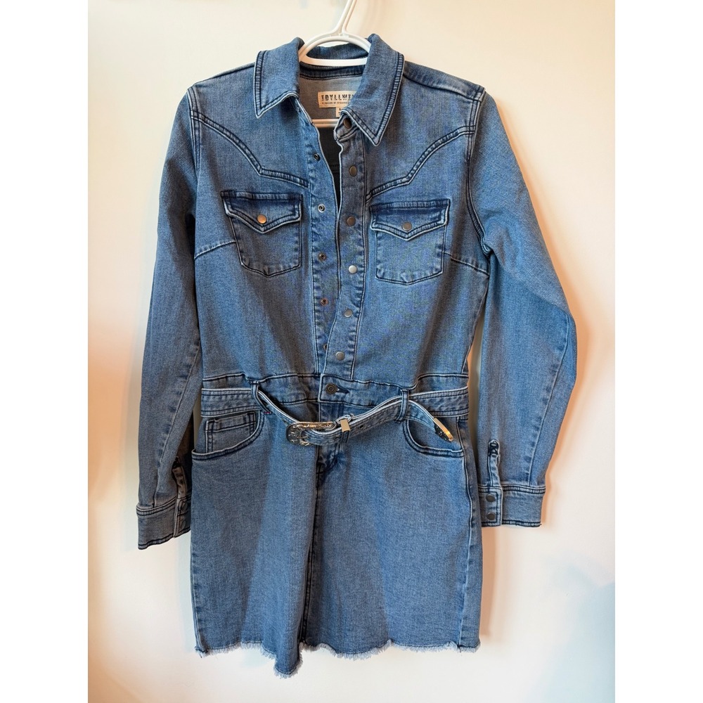 Idyllwind Miranda Lambert Denim Mini Dress Blue Western Belted IWFA22D97 Small